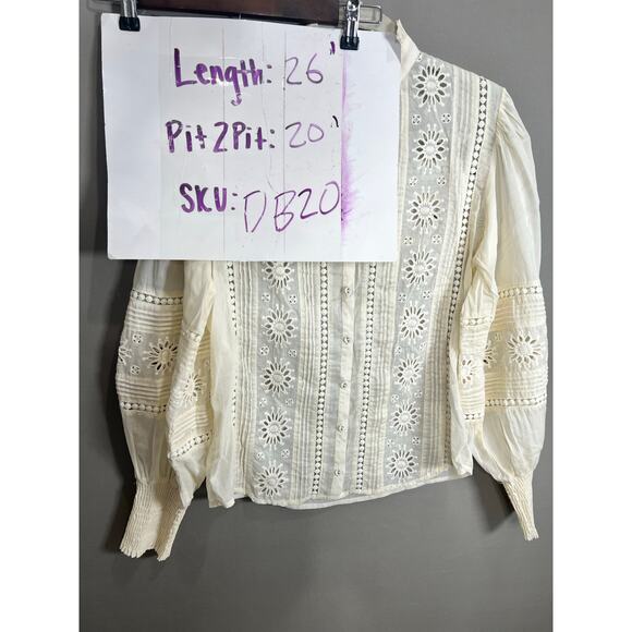 MOS The Label Mystical Embroidery Blouse 100% Cotton Ladies Size 2 Coquette - Picture 12 of 14